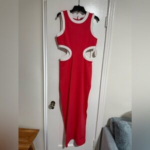 STAUD Red (Hibiscus) and White Dress (New!)